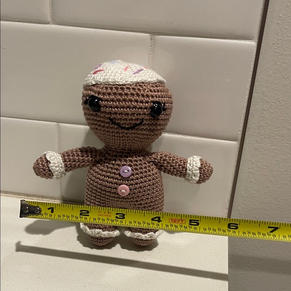 Handcrafted Gingerbread Doll Holiday Christmas Decor Amigurui Crochet - Picture 7 of 10